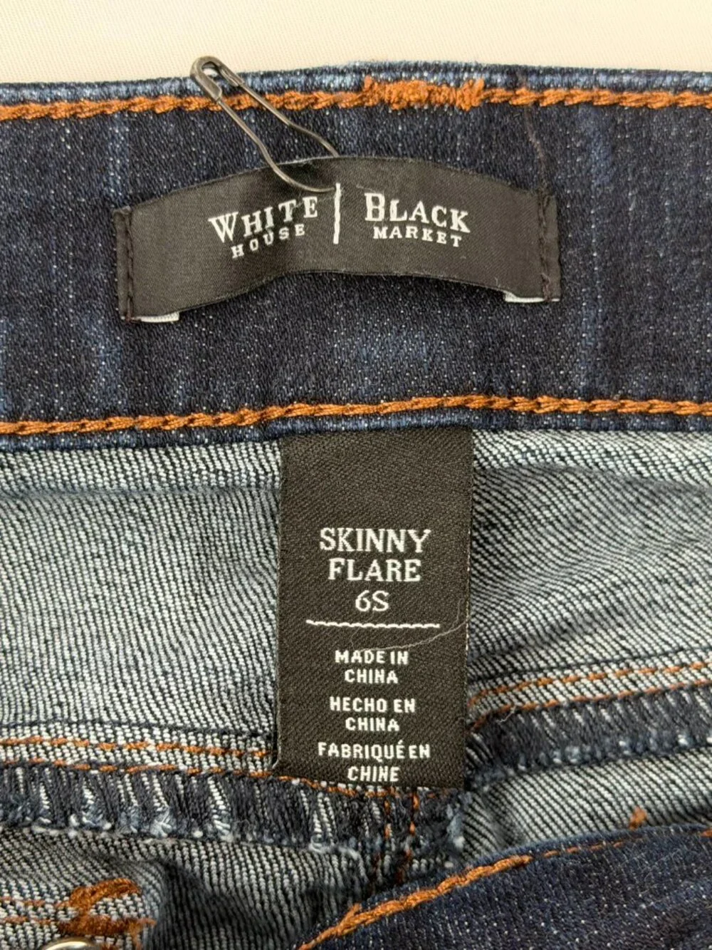 White House Black Market Women Skinny Flare Jeans Dark Wash Blue Size 6S